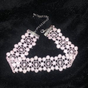 Pink lace choker